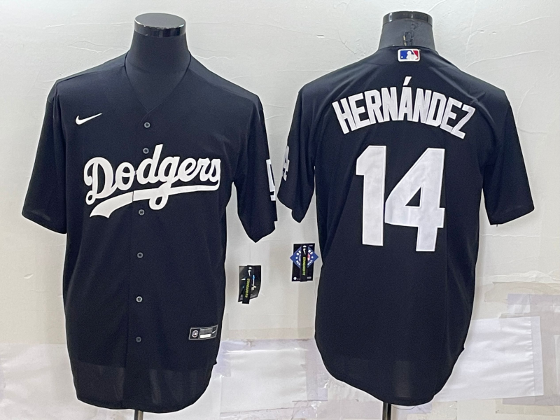 Men's Los Angeles Dodgers Enrique Hernandez #14 Black Baseball Jersey